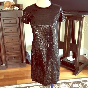 Black sequined Michael Kors shift dress.